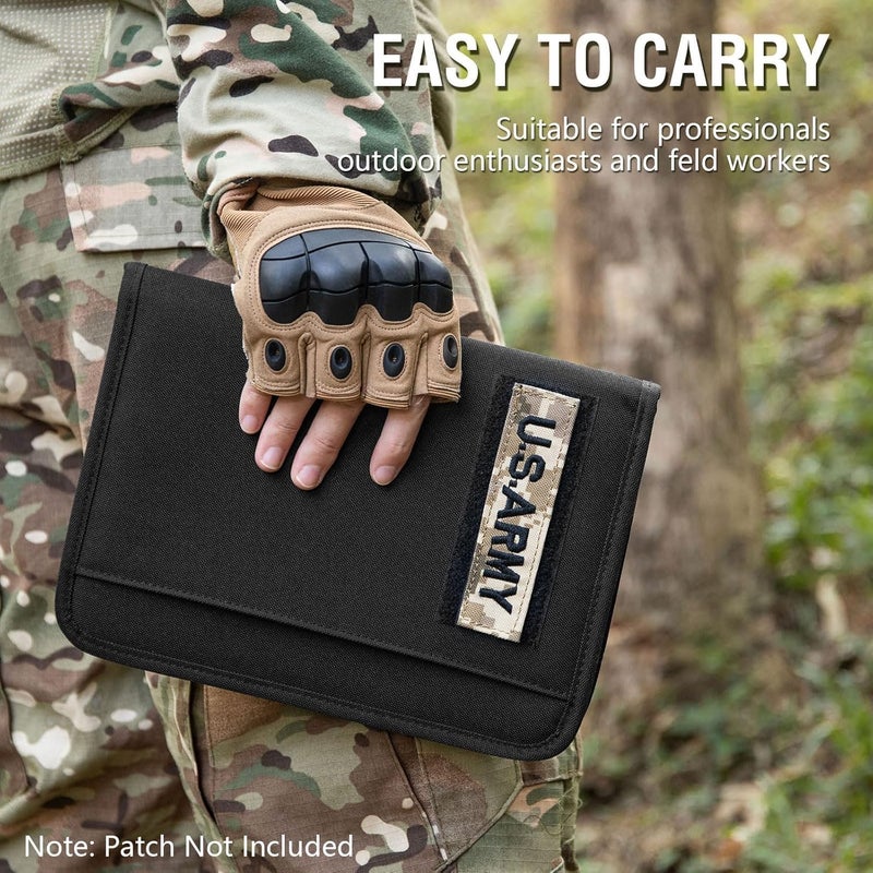 ‎KOSIBATE Tactical Notebook Padfolio Ring Binder with 80 Sheets, Tactical Binder Zippered for Folders, Cards Refillable 6-Ring Notepad,Army Military Waterproof Notebook Cover(Black,7.3"x10.1") - Image 5